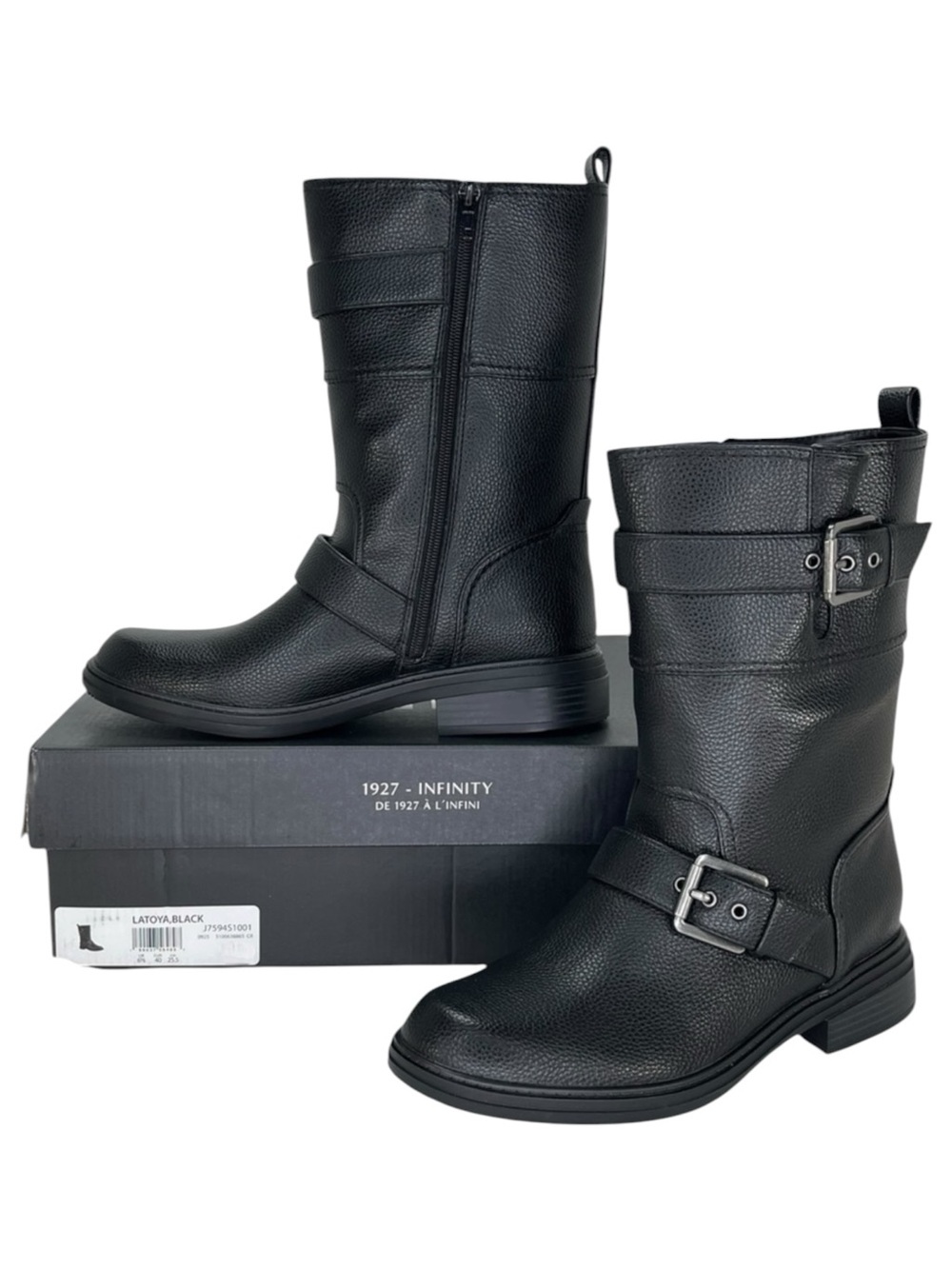 Naturalizer Latoya Black Pebbled Faux Leather Mid Calf Womens Boots Size 8M - Picture 2 of 13